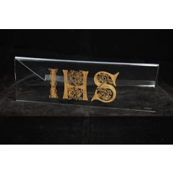 Podstawka-pulpit  z pleksi pod Pismo Święte grawerowany złocony IHS